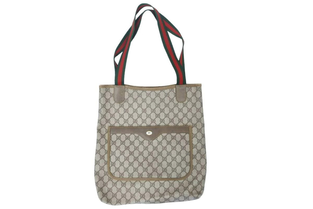 Gucci Sherry GG Tote Bag Beige Cream Leather Handbag